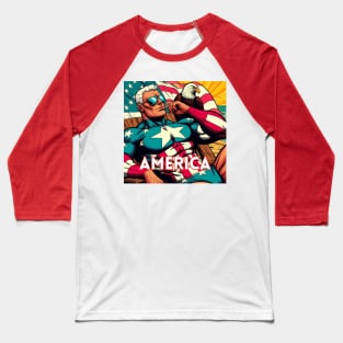 America Superhero Beach Eagle Patriotic Baseball T-Shirt